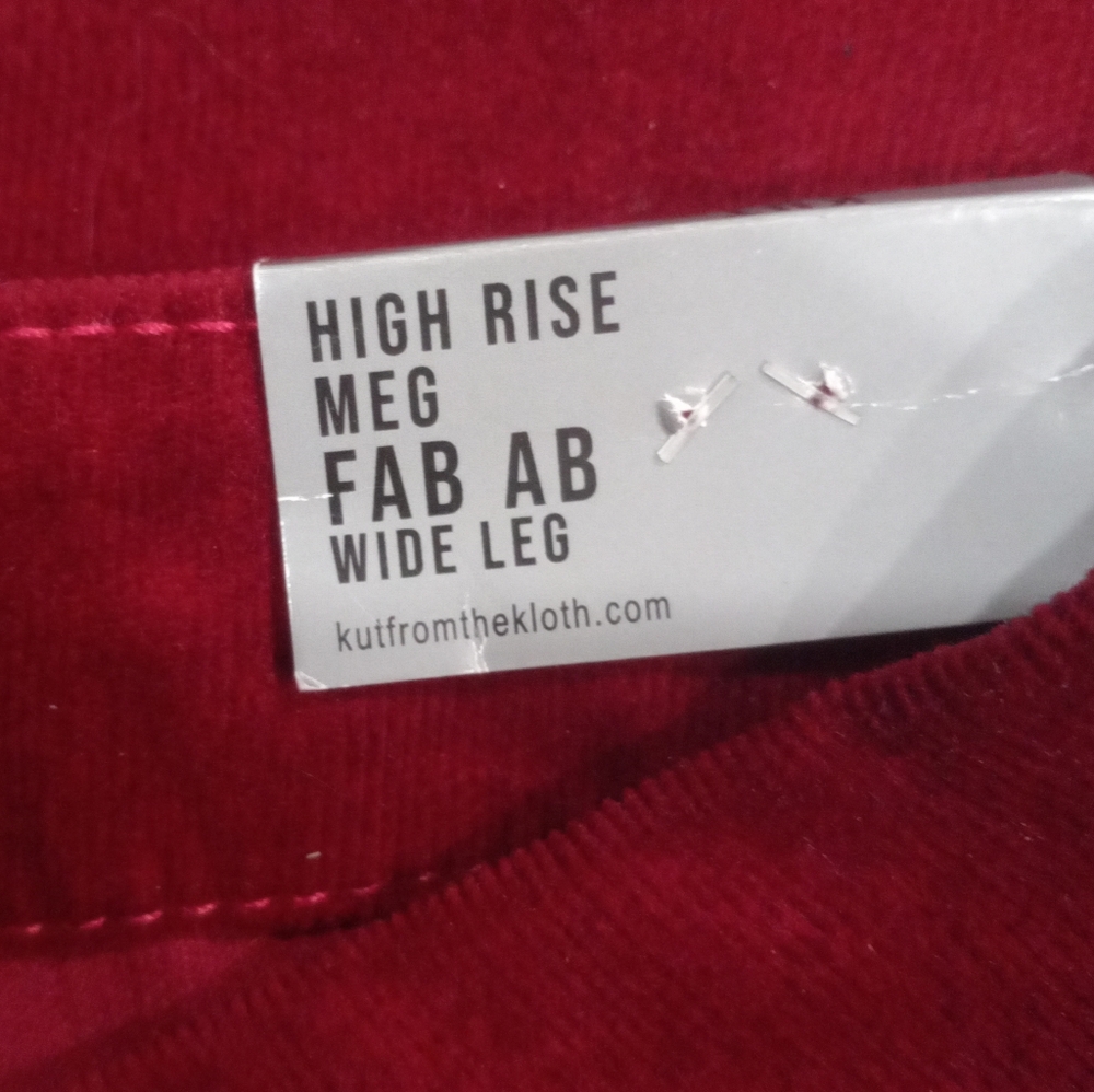 Kut From The Kloth Velvet High Rise Meg Fab Ab Wide Red Pants - Picture 12 of 16